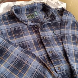G.H. BAS & CO. Men's Blue Flannel Button Down Long Sleeve Shirt XL/TG/XG